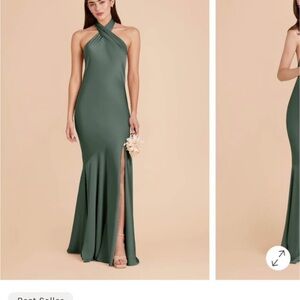 Birdie Grey Cross-Neck Eucalyptus Green Bridesmaid Dress